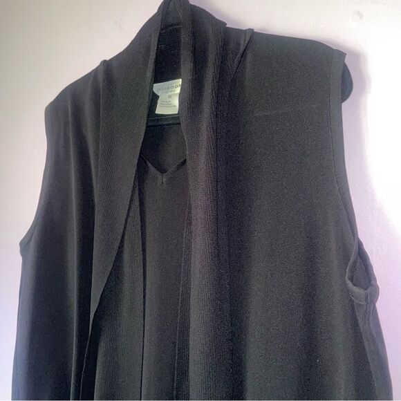 Misook 3X Black Sleeveless Blouse Top with Scarf Detail - Picture 2 of 7